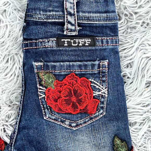 Kids Denim Jeans with Red Floral Embroidery - Picture 6 of 13